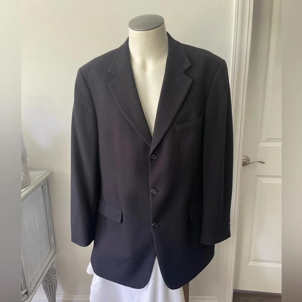 BROOKS 346 MENS 100% CASHMERE BLUE SPORT COAT JACKET SIZE 43 LONG